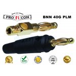 BNN 40G PLM BLACK Pro.fi.con elastic male banana golden plated οικονομική μαύρη επίχρυση αρσενική ελαστική μπανάνα φις καλωδίου